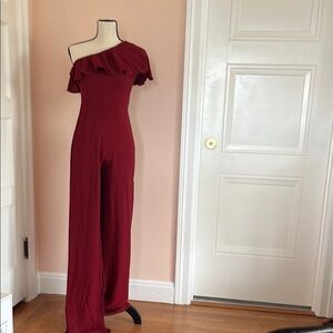 Elegant Red Off-Shoulder Jumpsuit
